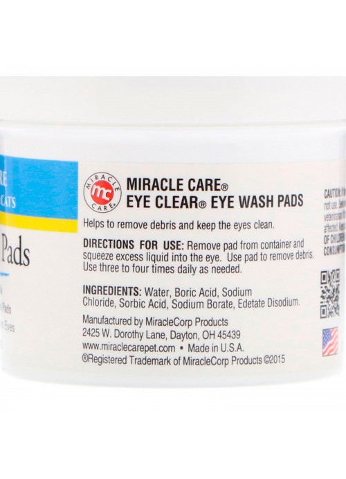 Miracle Care, Eye Care, Eye Wash Pads, For Dogs & Cats, 90 Pads