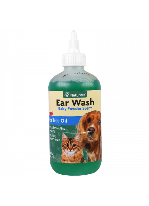 NaturVet, Ear Wash Plus Tea Tree Oil, Baby Powder Scent, 8 fl oz (236 ml)