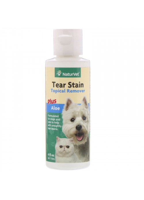 NaturVet, Tear Stain, Topical Remover Plus Aloe, For Dogs & Cats, 4 fl oz (118 ml)