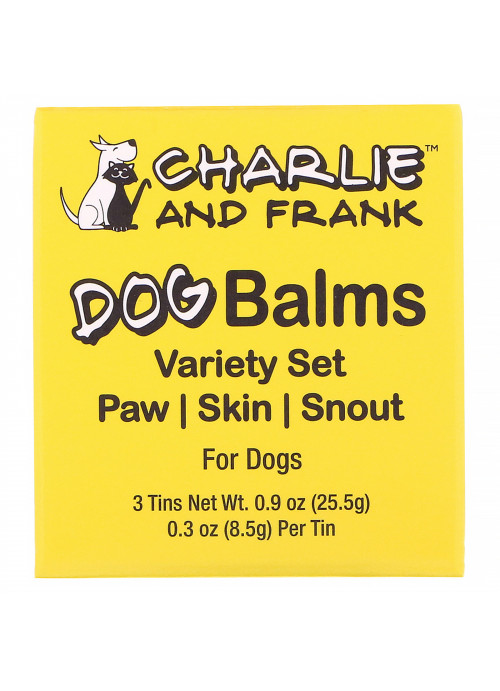 Charlie & Frank, Dog Balms Variety Set, Paw, Skin, Snout, 3 Tins, 0.3 oz (8.5 g) Each