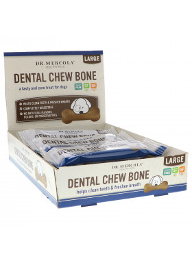 Dr. Mercola, Dental Chew Bone, Large, For Dogs, 12 Bones, 2.15 oz (61 g) Each