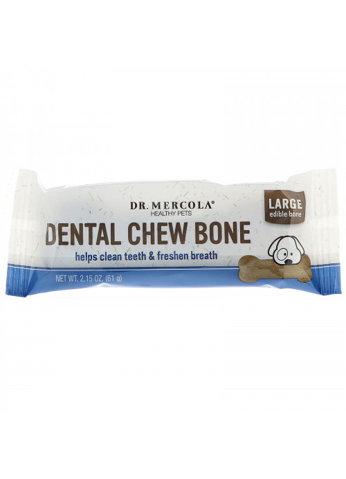 Dr. Mercola, Dental Chew Bone, Large, For Dogs, 12 Bones, 2.15 oz (61 g) Each