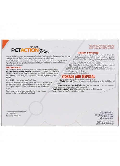 PetAction Plus, For Cats, 3 Doses - 0.017 fl oz Each