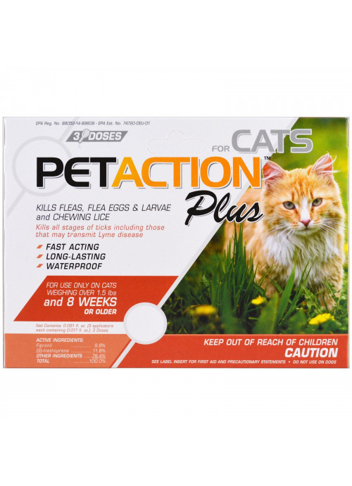 PetAction Plus, For Cats, 3 Doses - 0.017 fl oz Each