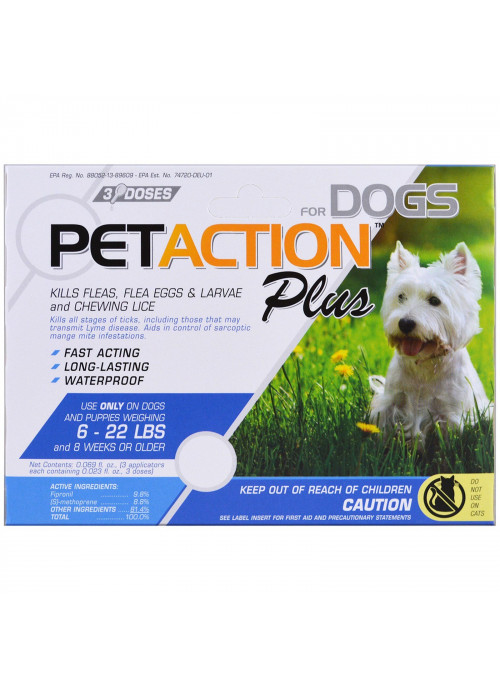 PetAction Plus, For Small Dogs, 3 Doses - 0.023 fl oz