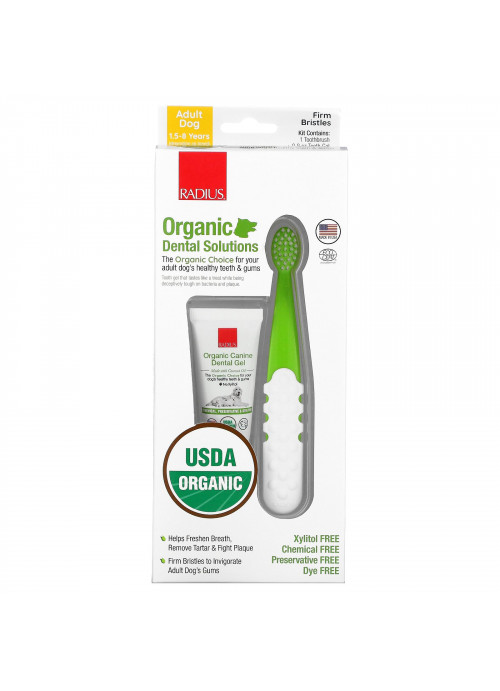 RADIUS, Organic Dental Solutions, Dental Gel, Toothbrush, 1 Toothbrush + .8 oz Gel