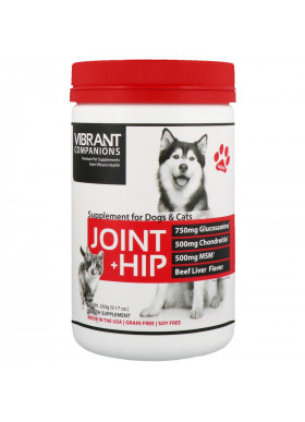 Vibrant Health, Joint + Hip, Supplement for Dogs & Cats, Beef Liver Flavor, 9.17 oz (260 g)
