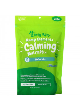 Zesty Paws, Hemp Elements, Calming NutraStix For Dogs, All Ages, Peppermint, 12 oz (340 g)