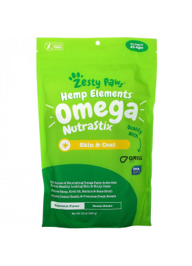 Zesty Paws, Hemp Elements, Omega NutraStix For Dogs, All Ages, Peppermint, 12 oz ( 340 g)