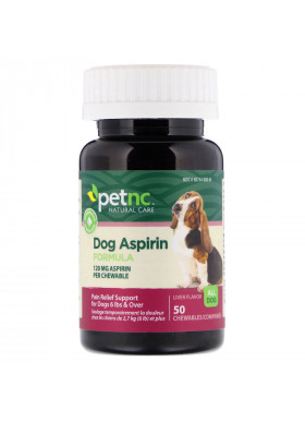 petnc NATURAL CARE, Dog Aspirin Formula, All Dog, Liver Flavor, 120mg, 50 Chewables