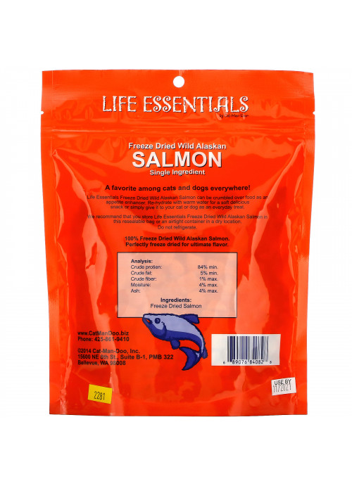 Cat-Man-Doo, Life Essentials, Freeze Dried Wild Alaskan Salmon Treats, 5 oz (142 g)