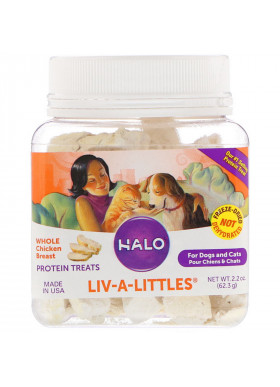 Halo, Liv-A-Littles, Protein Treats, Whole Chicken Breast, For Dogs & Cats, 2.2 oz (62.3 g)