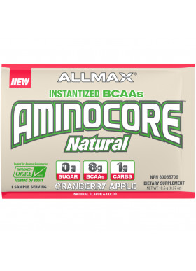 ALLMAX Nutrition, AMINOCORE Natural, Instantized BCAAs, Cranberry Apple, 10.5 g (0.37 oz)