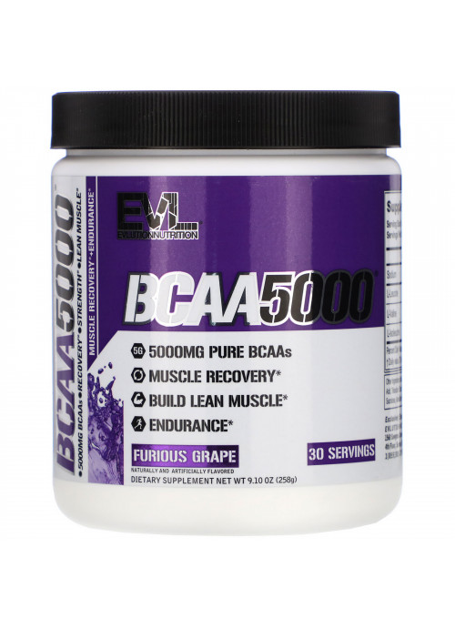 EVLution Nutrition, BCAA5000, Furious Grape, 9.10 oz (258 g)