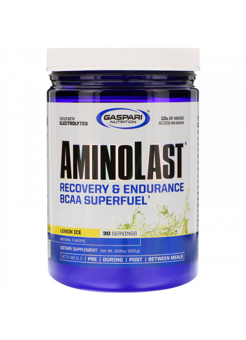 Gaspari Nutrition, Aminolast, Recovery & Endurance BCAA Superfuel, Lemon Ice, 14.8 oz (420 g)