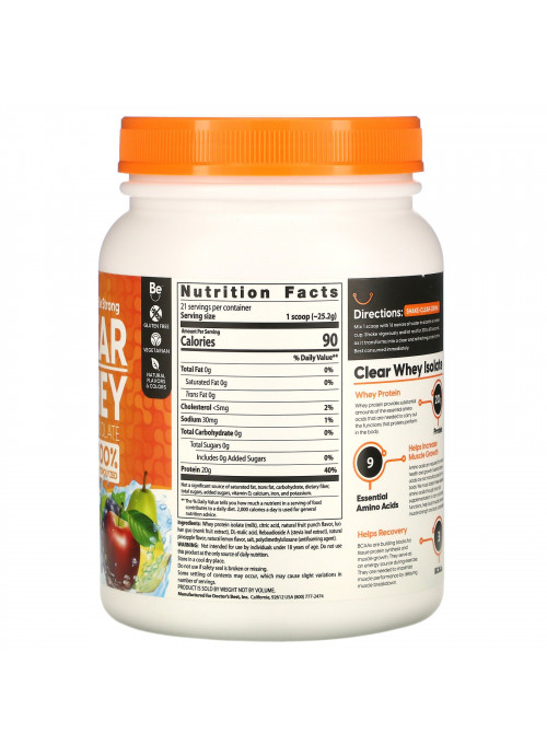 Doctor's Best, Clear Whey Protein Isolate, Fruit Punch, 1.17 lb (529.2 g)