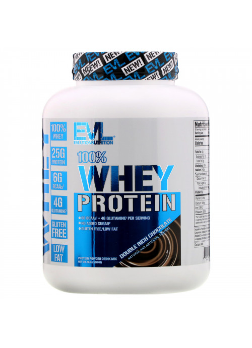 EVLution Nutrition, 100% Whey Protein, Double Rich Chocolate, 5lb (2.268 kg)