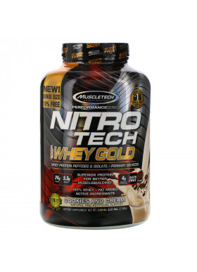 Muscletech, Nitro Tech, 100% Whey Gold, Cookies and Cream, 5.51 lbs (2.50 kg)