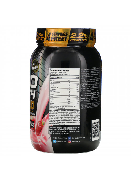 Muscletech, Nitro Tech, 100% Whey Gold, Strawberry, 2.20 lbs (999 g)