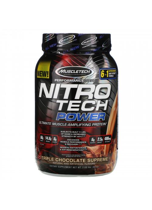 Muscletech, Nitro Tech Power  Ultimate Muscle Amplifying Protein, Triple Chocolate Supreme, 2 lbs (907 g)