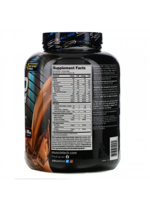 Muscletech, Nitro Tech Power, Ultimate Muscle Amplifying Whey Protein Powder, Triple Chocolate Supreme, 4.00 lbs (1.81 kg)