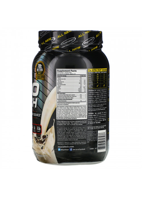 Muscletech, Nitro Tech, Whey Isolate + Lean Muscle Builder, Cookies and Cream, 2.00 lbs (907 g)