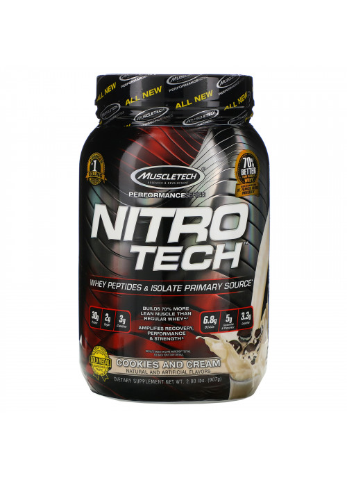 Muscletech, Nitro Tech, Whey Isolate + Lean Muscle Builder, Cookies and Cream, 2.00 lbs (907 g)