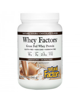 Natural Factors, Whey Factors, Grass Fed Whey Protein, Natural Double Chocolate, 12 oz (340 g)