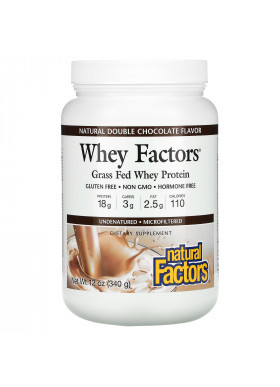 Natural Factors, Whey Factors, Grass Fed Whey Protein, Natural Double Chocolate, 12 oz (340 g)