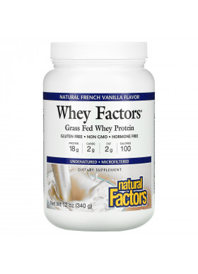 Natural Factors, Whey Factors, Grass Fed Whey Protein, Natural French Vanilla, 12 oz (340 g)