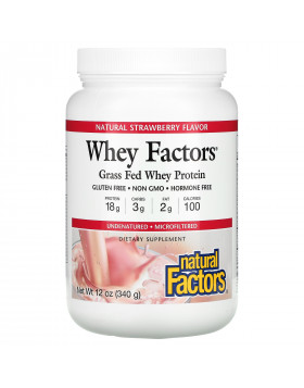 Natural Factors, Whey Factors, Grass Fed Whey Protein, Natural Strawberry, 12 oz (340 g)