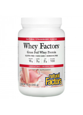 Natural Factors, Whey Factors, Grass Fed Whey Protein, Natural Strawberry, 12 oz (340 g)