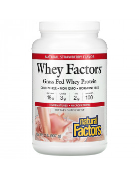 Natural Factors, Whey Factors, Grass Fed Whey Protein, Natural Strawberry, 2 lb (907 g)