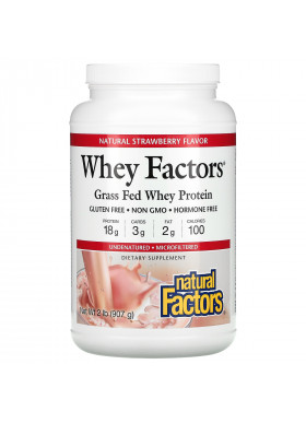 Natural Factors, Whey Factors, Grass Fed Whey Protein, Natural Strawberry, 2 lb (907 g)