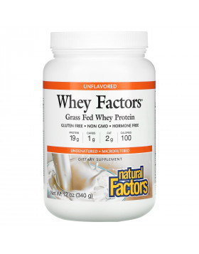 Natural Factors, Whey Factors, Grass Fed Whey Protein, Unflavored, 12 oz (340 g)