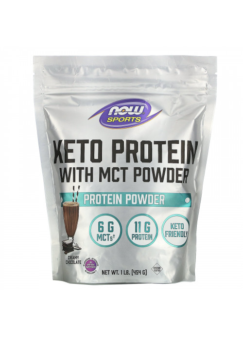 Now Foods, Sports, Keto Protein with MCT Powder, Creamy Chocolate, 1 lb (454 g)