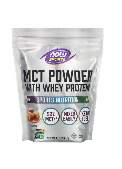 Now Foods, Sports, MCT Powder with Whey Protein, Salted Caramel, 1 lb (454 g)