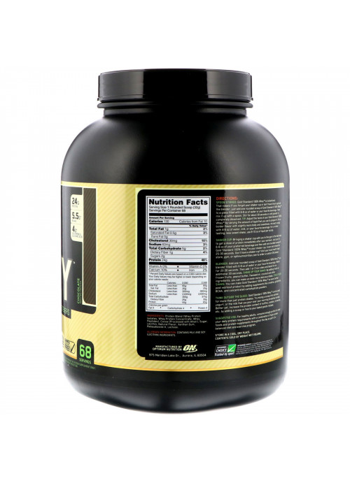 Optimum Nutrition, Gold Standard 100% Whey, Naturally Flavored, Chocolate, 4.8 lbs (2.18 kg)