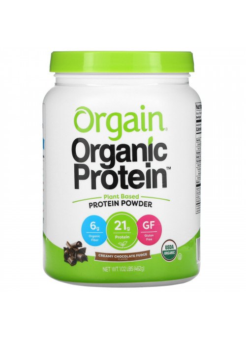 Orgain, Organic Protein Powder, Plant Based, Creamy Chocolate Fudge, 1.02 lb (462 g)