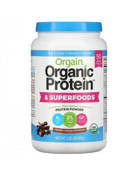 Orgain, Organic Protein & Superfoods Powder, Plant Based, Creamy Chocolate Fudge, 2.02 lbs (918 g)