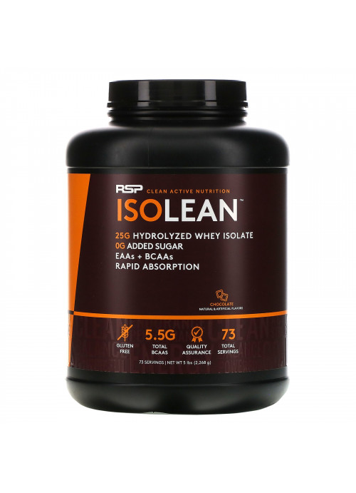 RSP Nutrition, IsoLean, Hydrolyzed Whey Isolate, EAAs & BCAAs, Chocolate, 5 lbs (2,268 g)