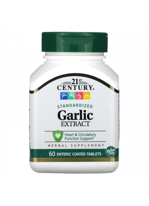 21st Century, Garlic Extract, Standardized, 60 Enteric Coated Tablets