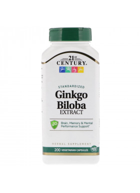 21st Century, Ginkgo Biloba Extract, Standardized, 200 Vegetarian Capsules