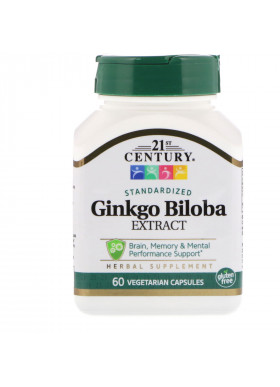 21st Century, Ginkgo Biloba Extract, Standardized, 60 Vegetarian Capsules