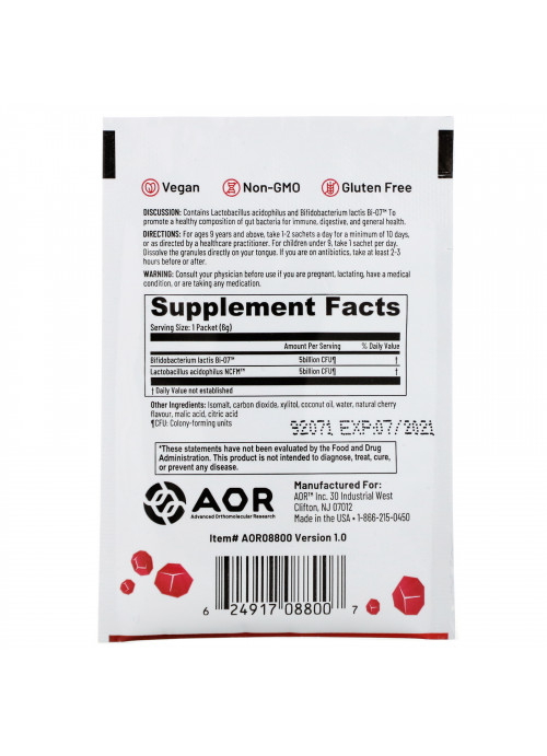 Advanced Orthomolecular Research AOR, Lava Rox, Probiotic for Immune Health, Natural Cherry Flavor, .2 oz (6 g)