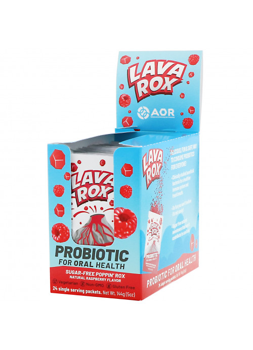 Advanced Orthomolecular Research AOR, Lava Rox, Probiotic for Oral Health,  Natural Raspberry, 24 Packets,  .2 oz (6 g) Each