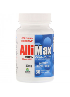 Allimax, 100% Allicin Powder Capsules, 180 mg, 30 Vegetarian Capsules