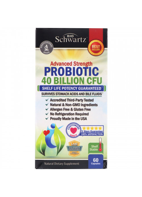 BioSchwartz, Advanced Strength Probiotic, 40 Billion CFU, 60 Capsules