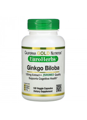 California Gold Nutrition, Ginkgo Biloba Extract, EuroHerbs, European Quality, 120 mg, 180 Veggie Capsules