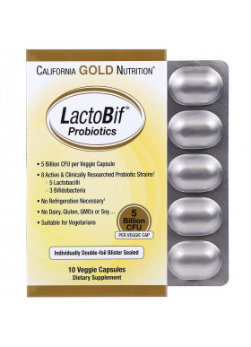 California Gold Nutrition, LactoBif Probiotics, 5 Billion CFU, 10 Veggie Capsules